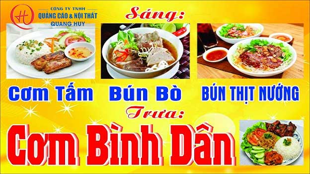 Làm bảng hiệu quán cơm tại bình dương 11 Bảng hiệu bạt Hiflex ứng dụng cho quán cơm - Một bảng hiệu đơn giản kèm hình ảnh các món