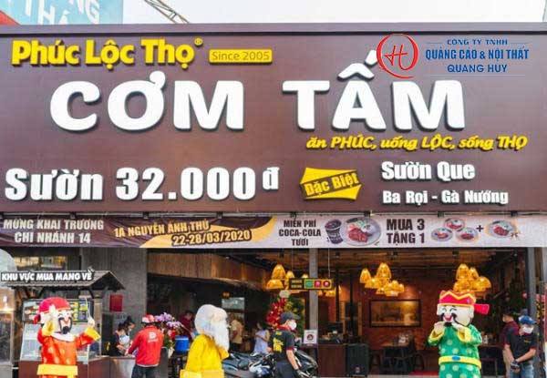 Làm bảng hiệu quán cơm tại bình dương 13 Bảng hiệu mặt dựng Alu chữ nổi ứng dụng trong quán cơm tấm
